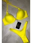 Желтый женский купальник пуш ап 3D завышенное танго Анжелика